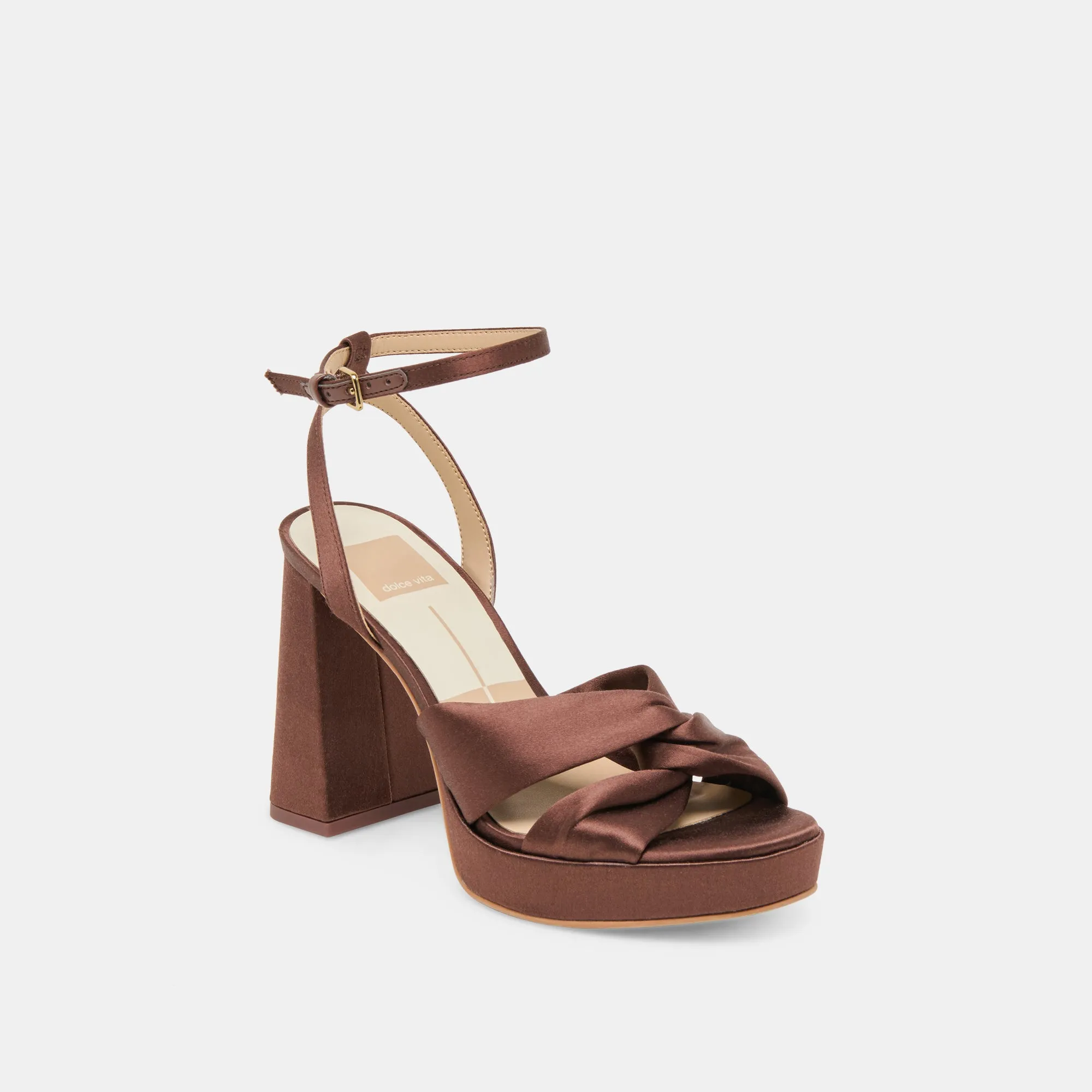 Music Glam PARLO HEELS MID BROWN SATIN