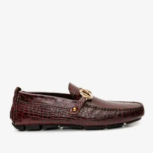 Open Plan Matte Edge The Pisa Burgundy Leather Bit Drive Loafer Men Shoe