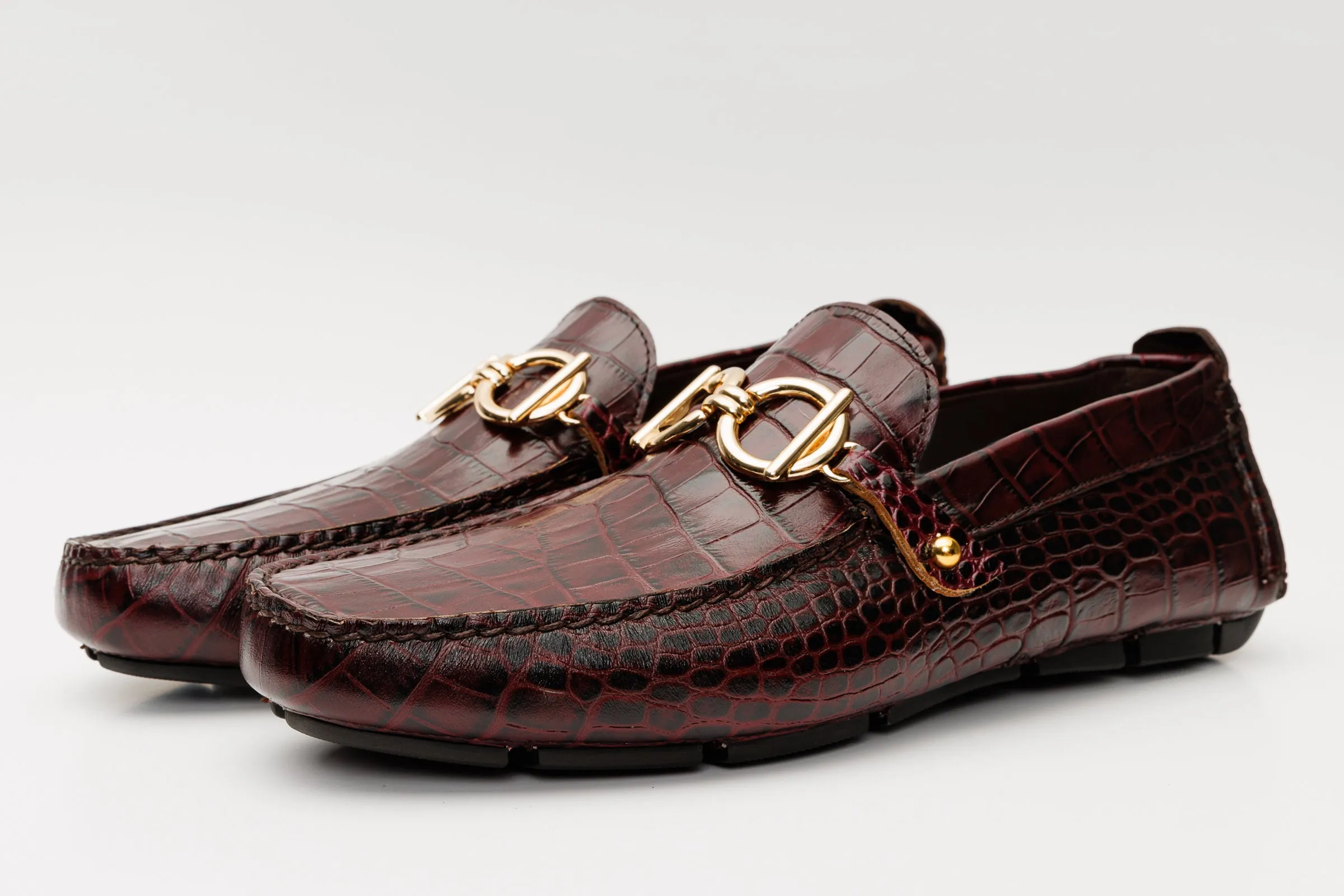 The Pisa Burgundy Leather Bit Drive Loafer Men Shoe Fast Step