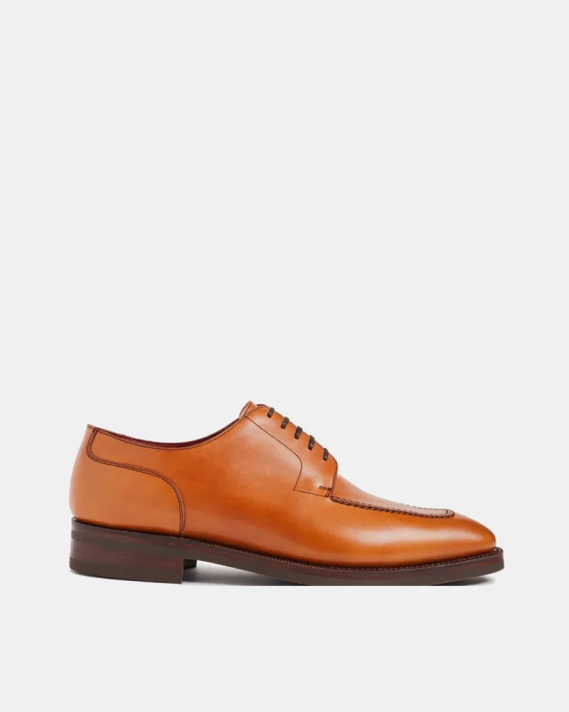 Slim Profile Cognac Calf Norwegian Split Toe Shoe