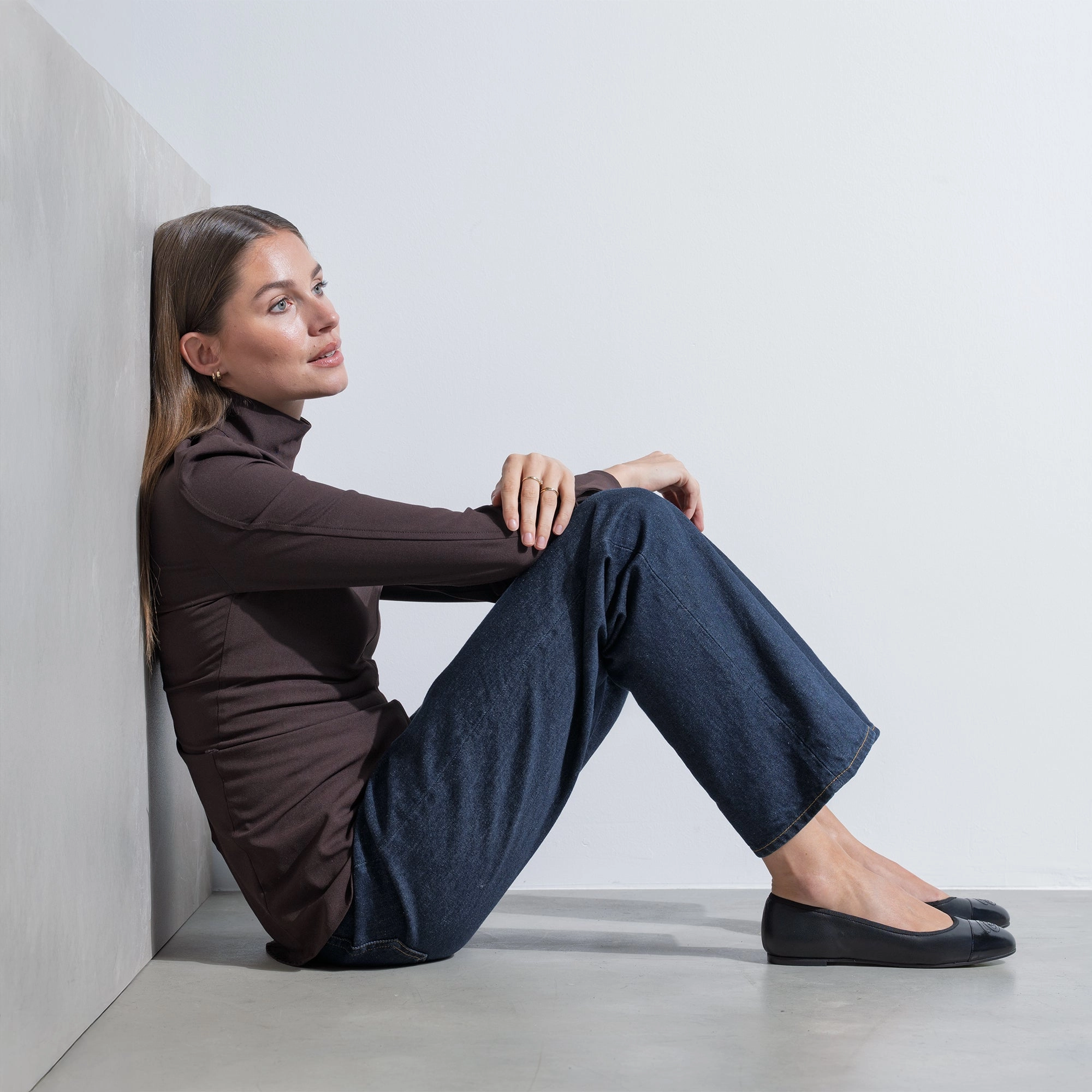 kids' medium Vendo?me Ynes black calfskin leather ballerinas