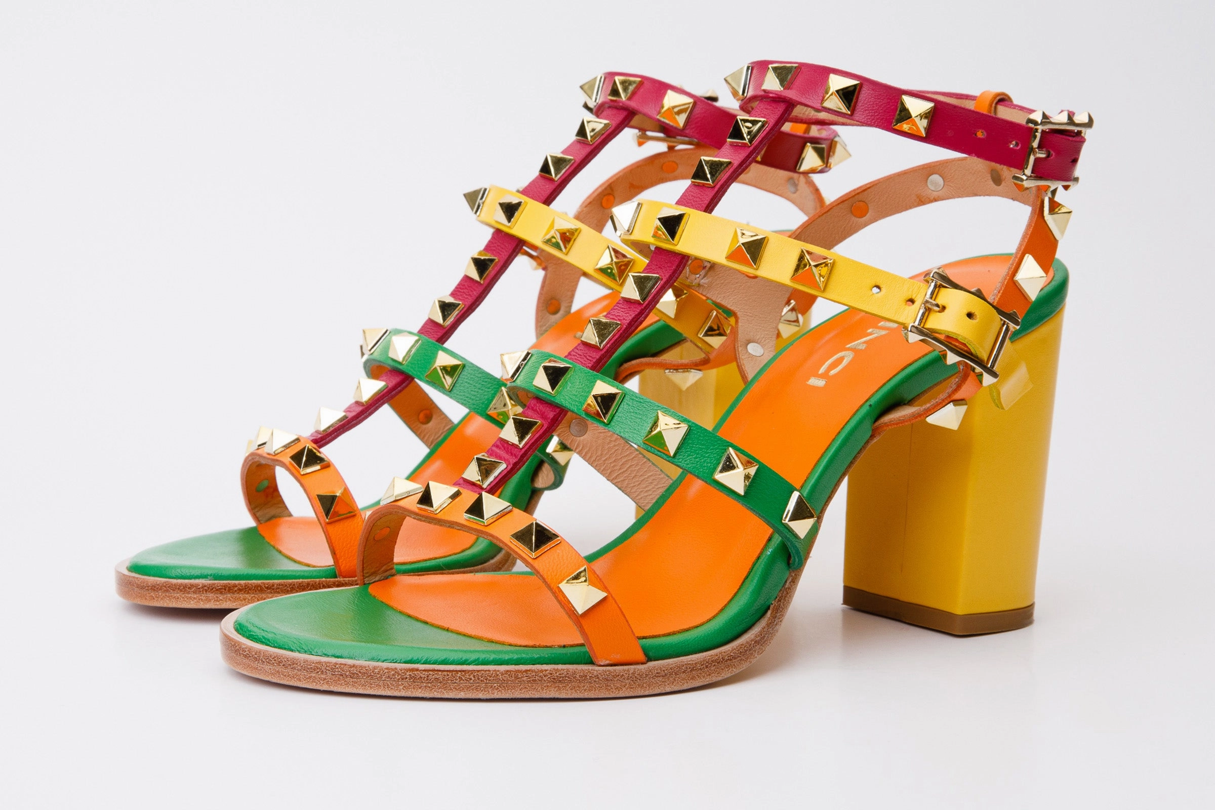Cushioned Comfort The Nejapa Block Heel Multicolor Leather Women Sandal