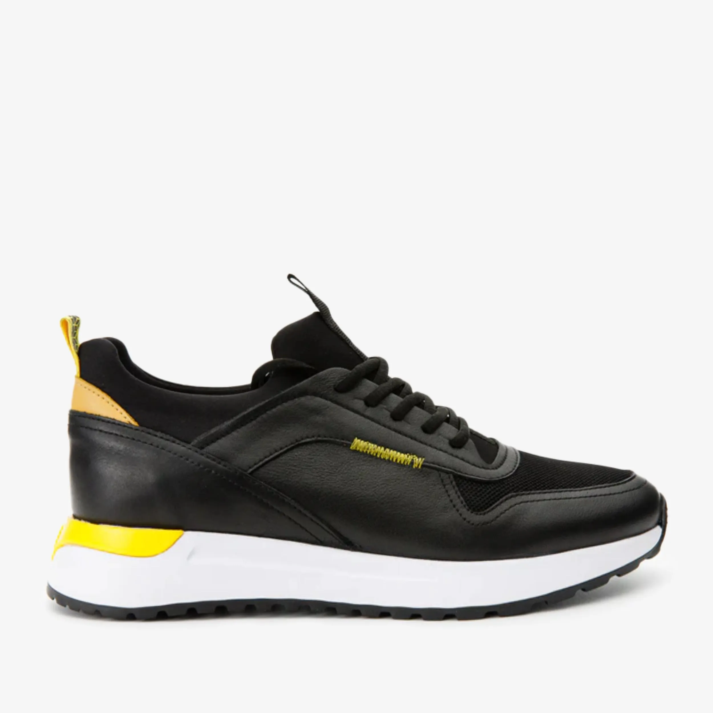 The Rakka Black & Yellow Leather Men Sneaker Final Sale! Airflow Venting