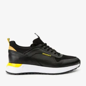 The Rakka Black & Yellow Leather Men Sneaker Final Sale! Airflow Venting
