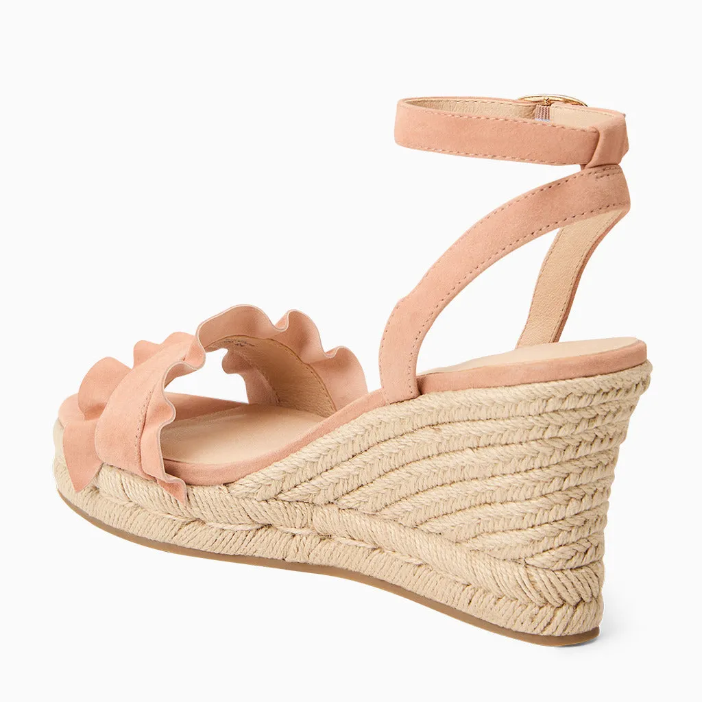 Rozette Suede Ruffle Wedge Sleek Wear Classic Charm