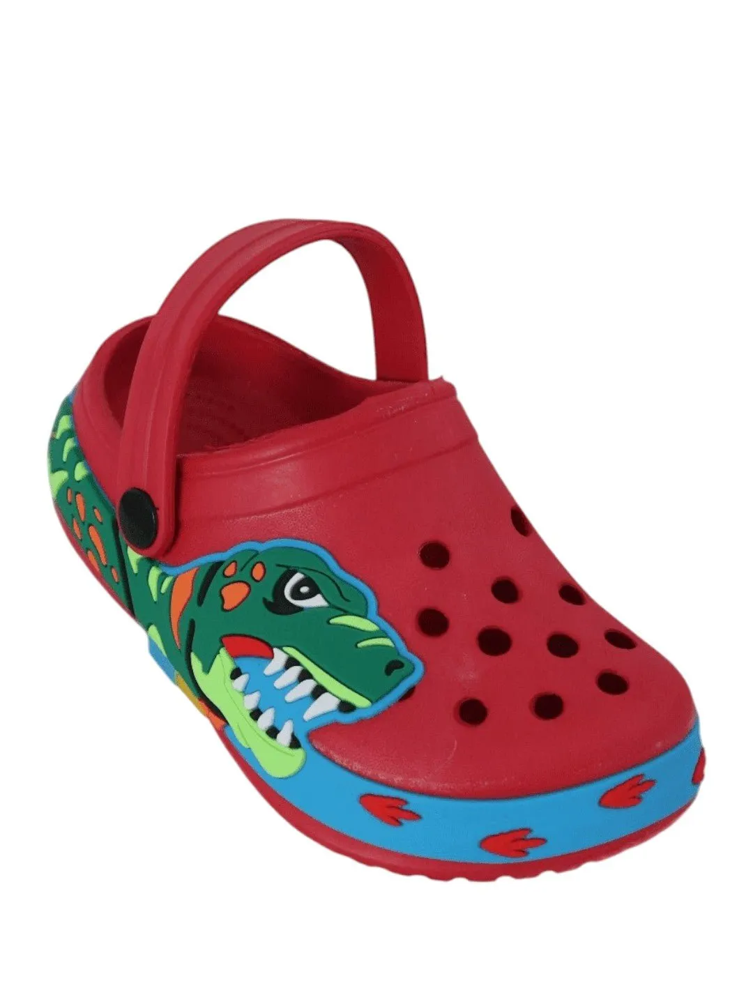 Dynamic Dinosaur Design Red Clog For Boys