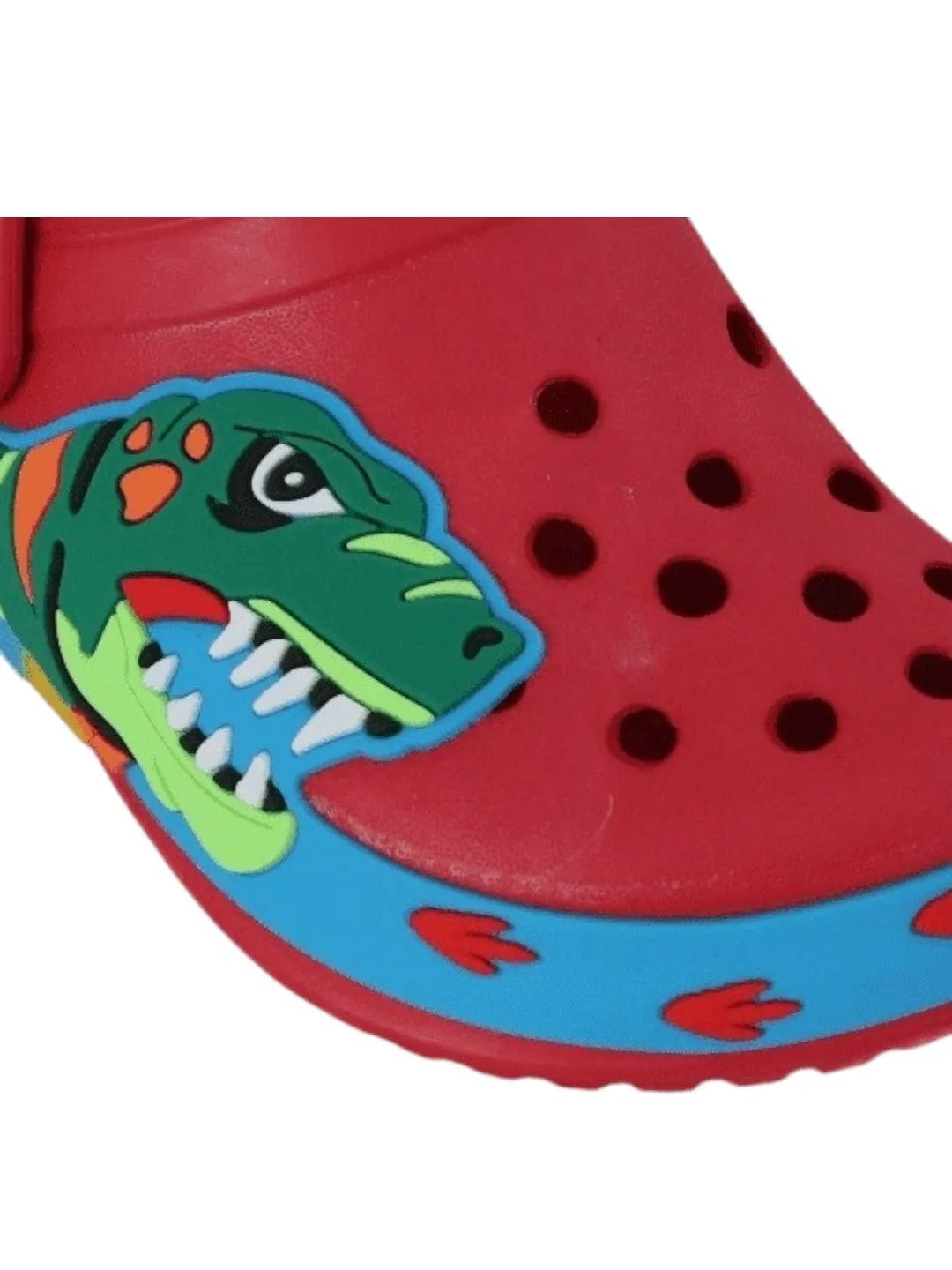 Dynamic Dinosaur Design Red Clog For Boys