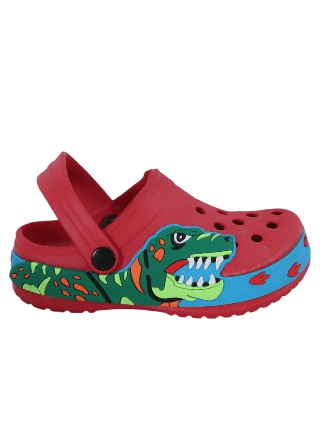 Dynamic Dinosaur Design Red Clog For Boys