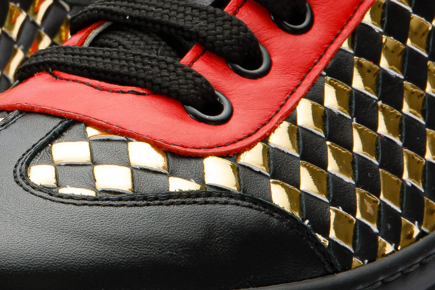 The Messina Black & Gold Woven Leather Women Sneaker Final Sale! Step Smooth Durable Stitching