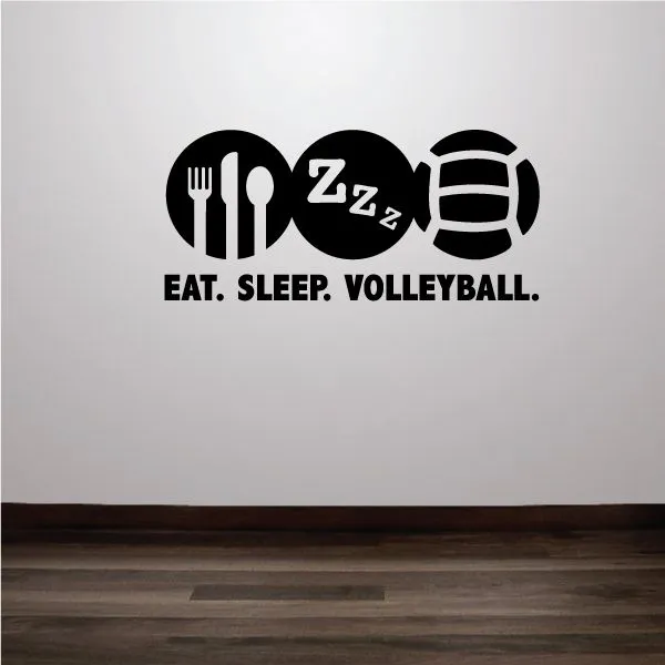 Eat. Sleep. Volleyball. Volleyball Wall Decal - Vinyl Decal - Car Decal - Vd001