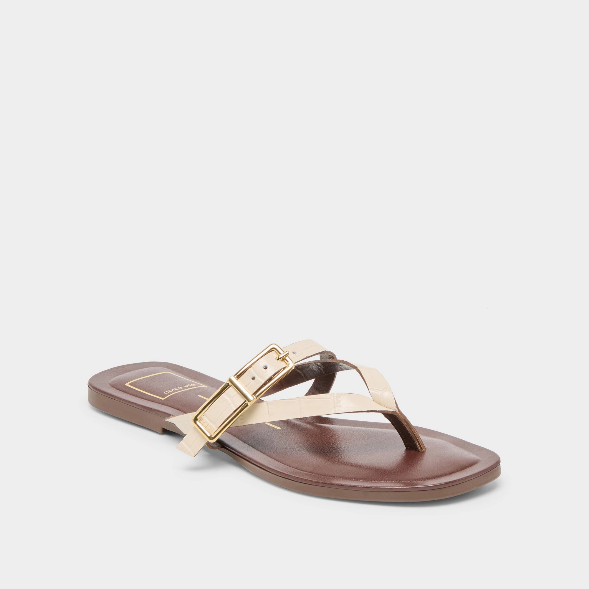 Moisture Wicking Fabric Stretchable PIERS SANDALS BEIGE CROCO EMBOSSED LEATHER