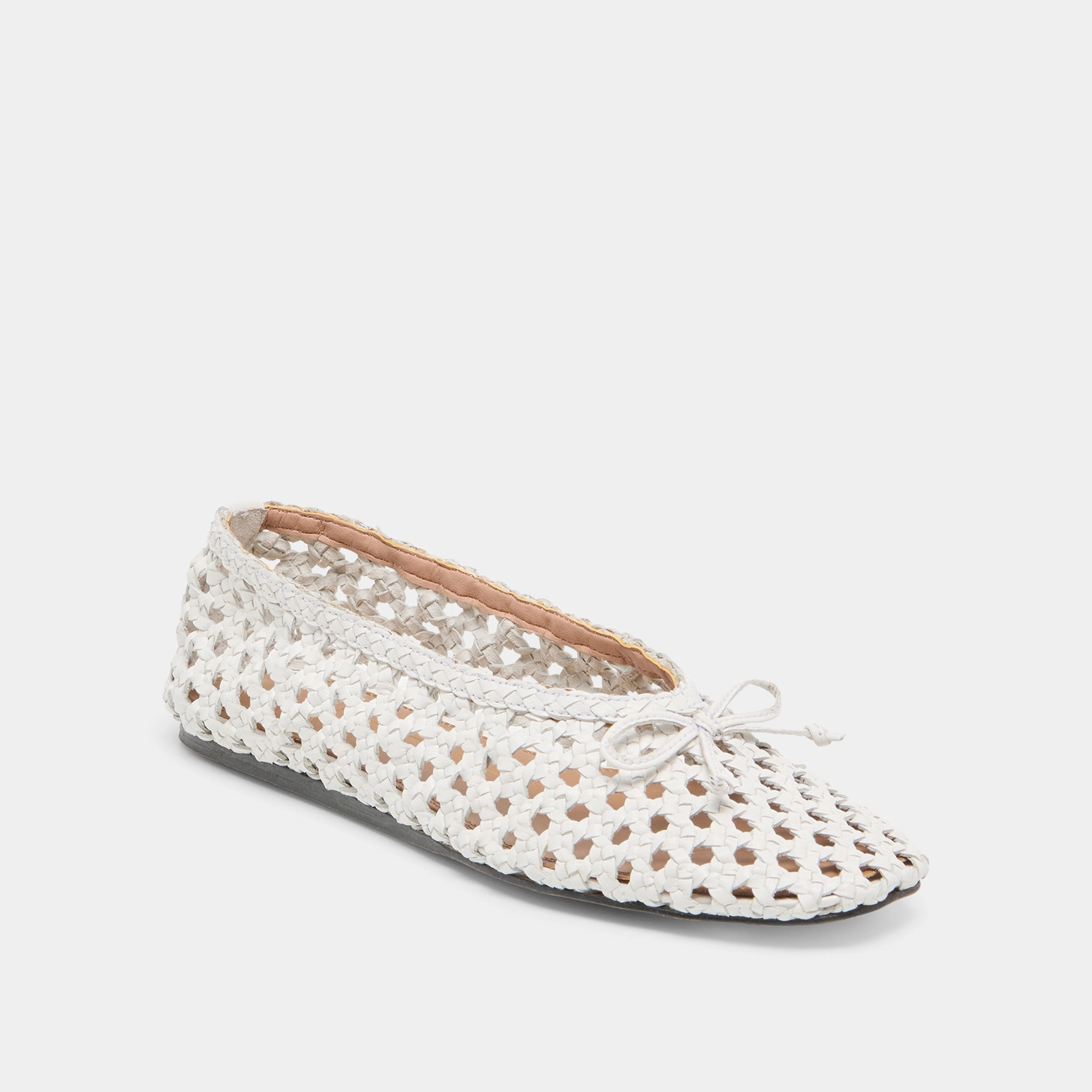 EDDA BALLET FLATS BONE WOVEN LEATHER Elasticated