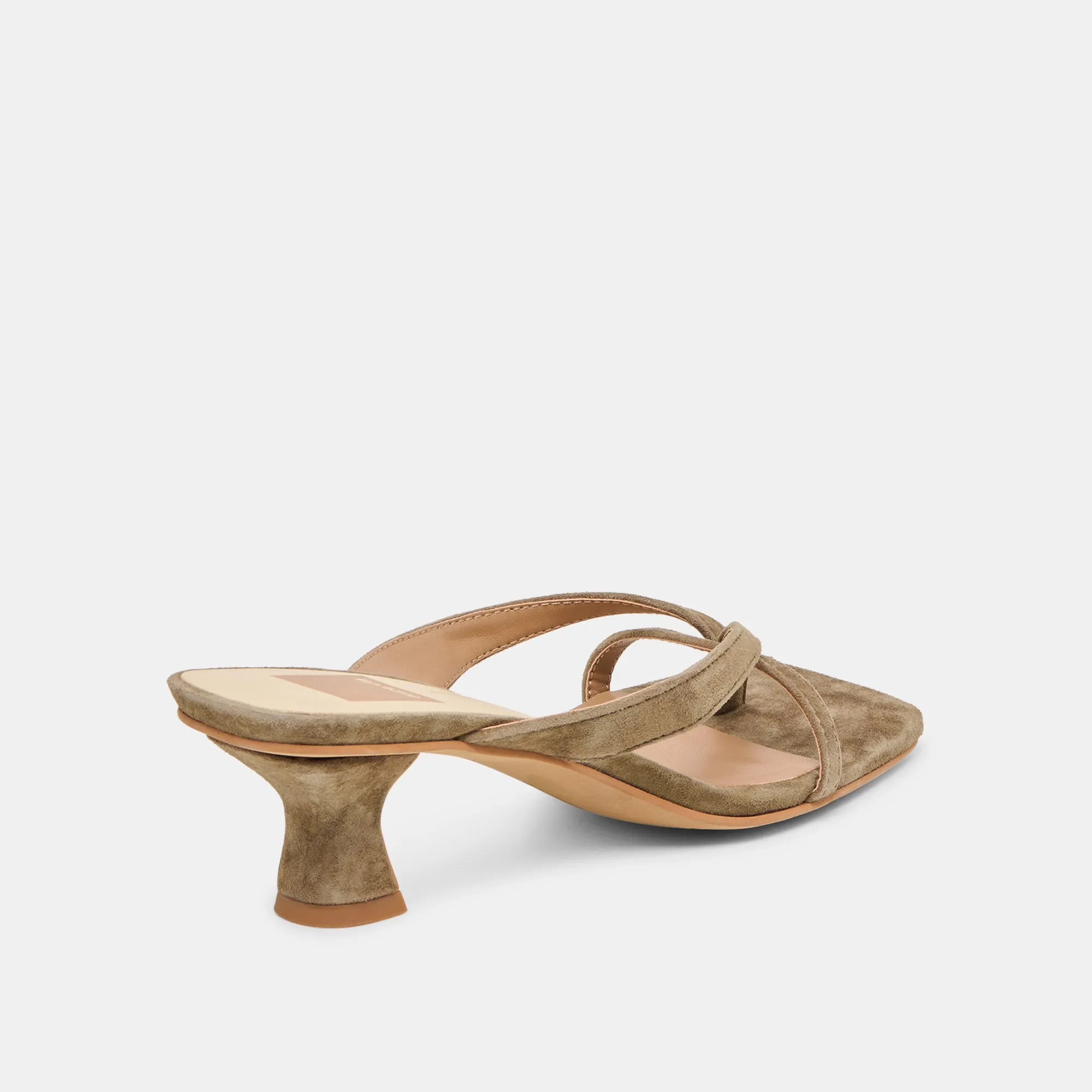 BREVEL HEELS OLIVE SUEDE Refined Footwear Open Toe Pumps