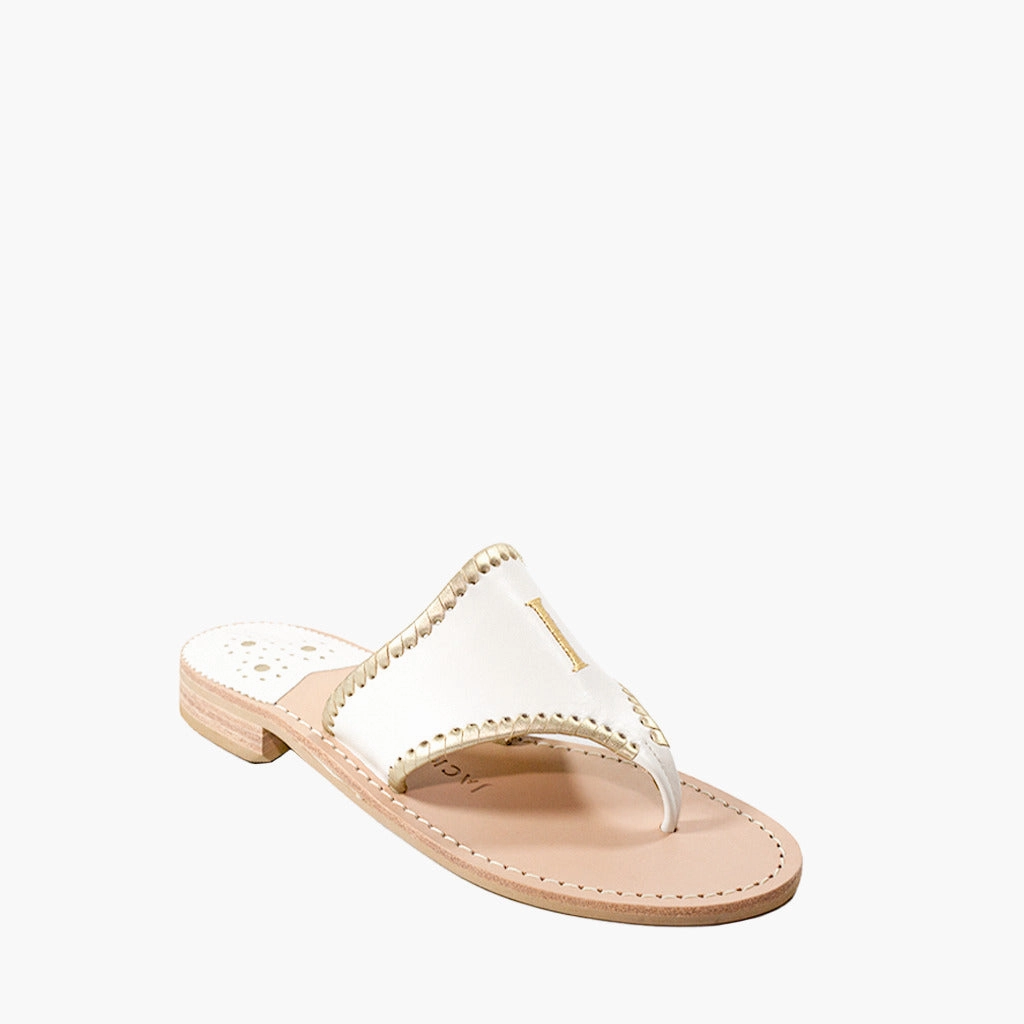 Jacks Embroidered "I DO" Leather Flat Sandal Snug Fit Adjustability Unibody Injection Molded