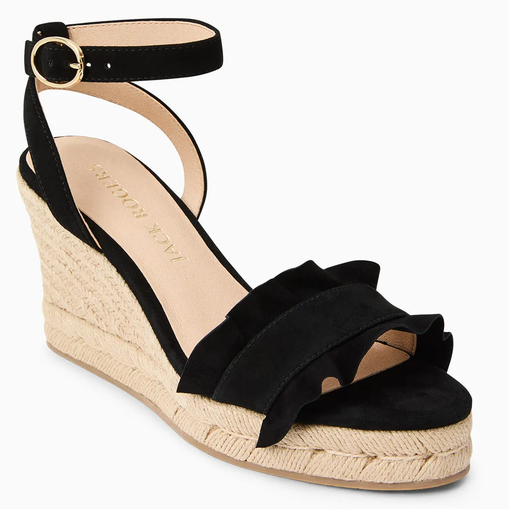 Rozette Suede Ruffle Wedge Unique Pick Walk With Confidence