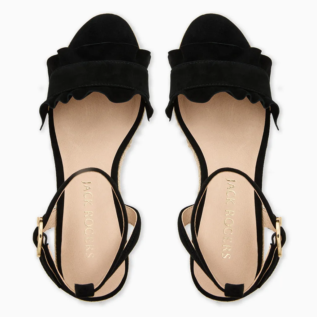 Paris Glow Premium Heels Rozette Suede Ruffle Wedge
