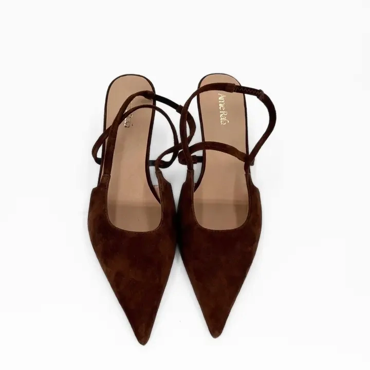 Vibrant sole polka-dot Connie Suede Sling Back Heels