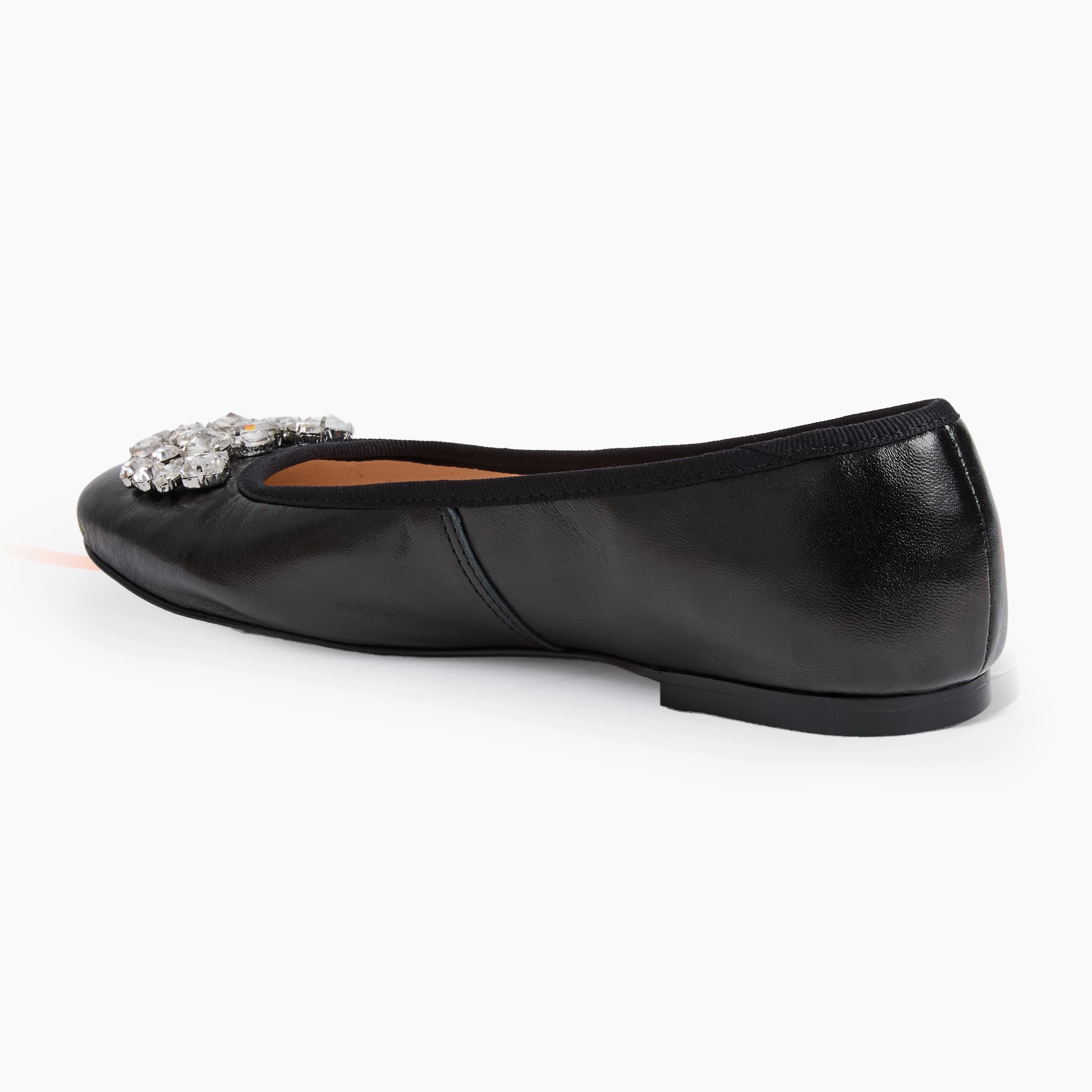 Minimalist Ellina Jeweled Leather Ballet Flat