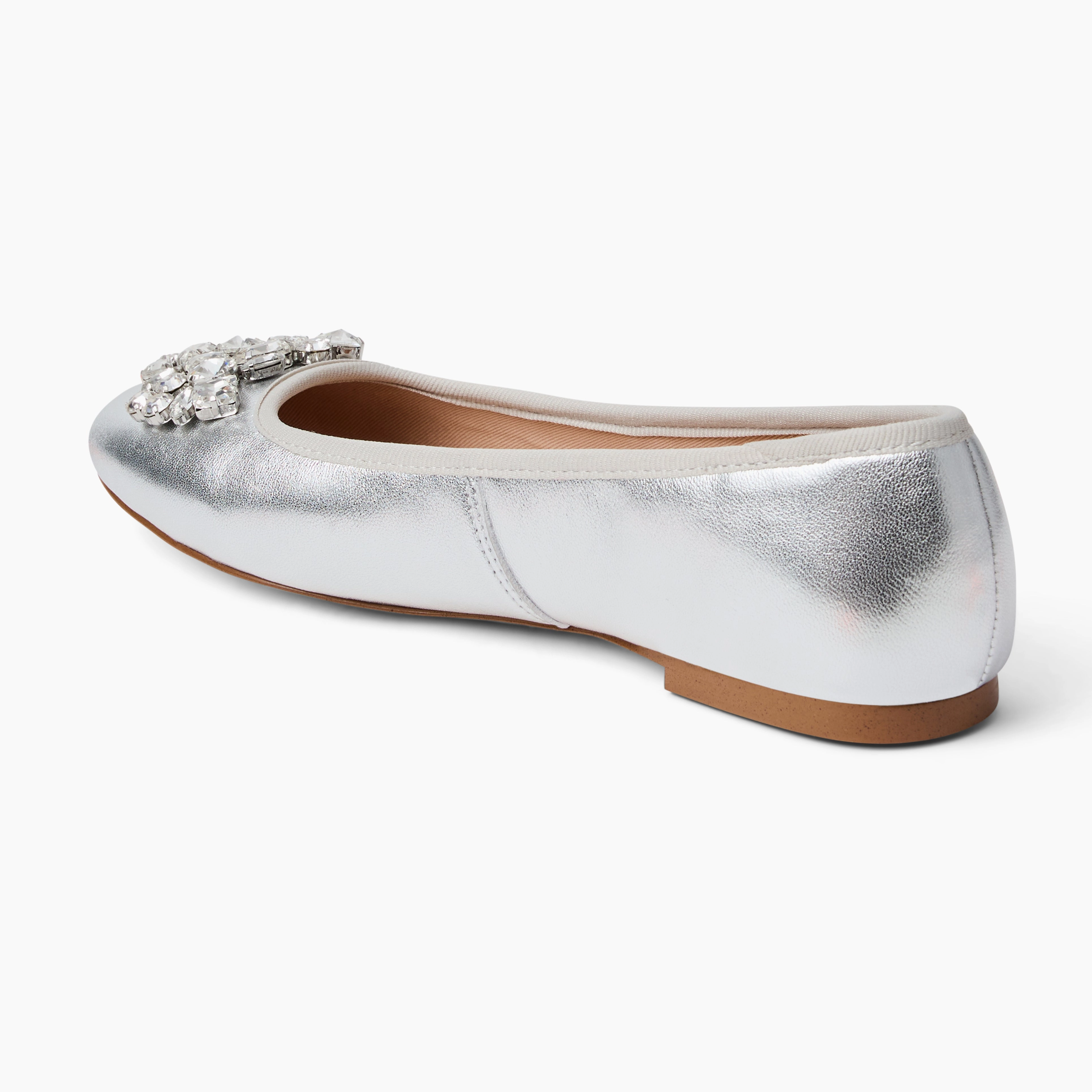 Ellina Jeweled Leather Ballet Flat Petal Step Mature Chic