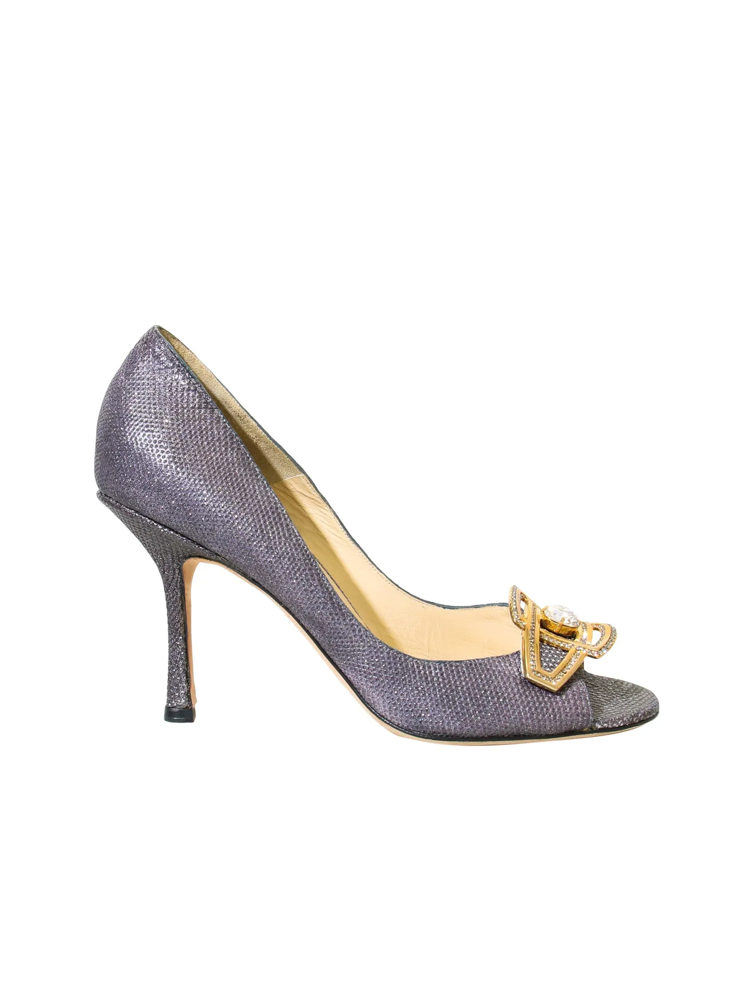 Embellished Peep-Toe Heels