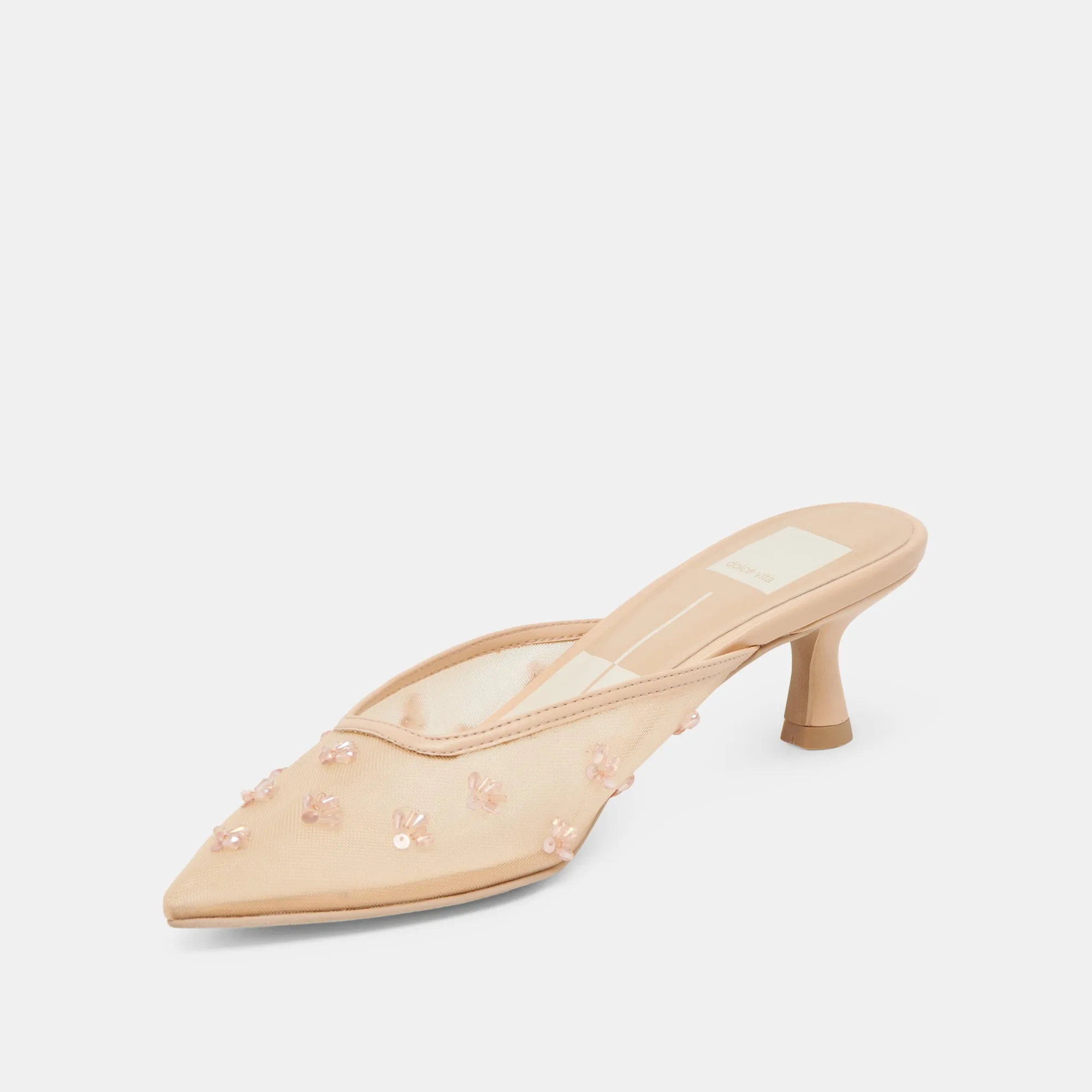 CLARA WIDE HEELS FRENCH VANILLA MESH Occasion Footwear