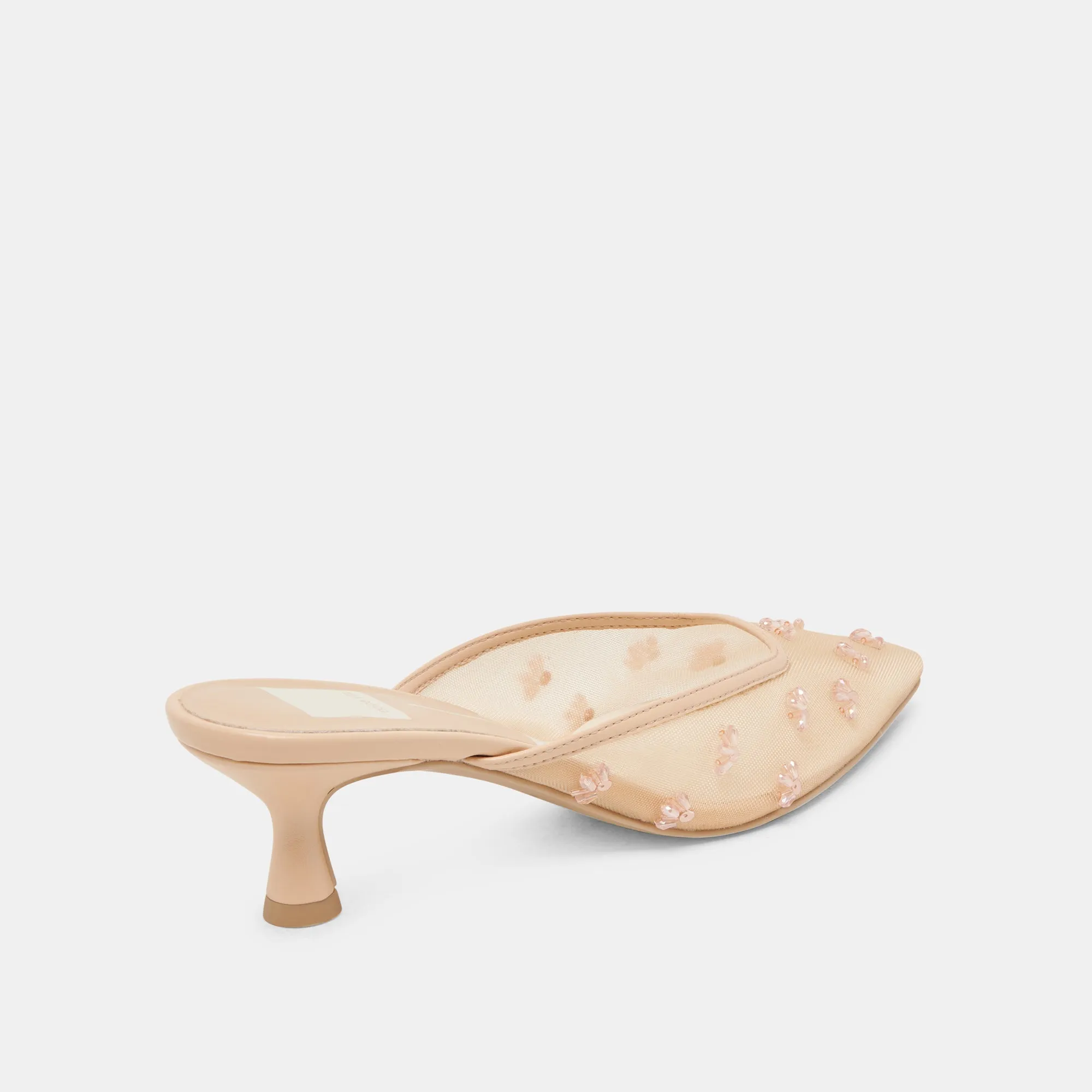 Fashionable Pumps Kitten Heel CLARA WIDE HEELS FRENCH VANILLA MESH