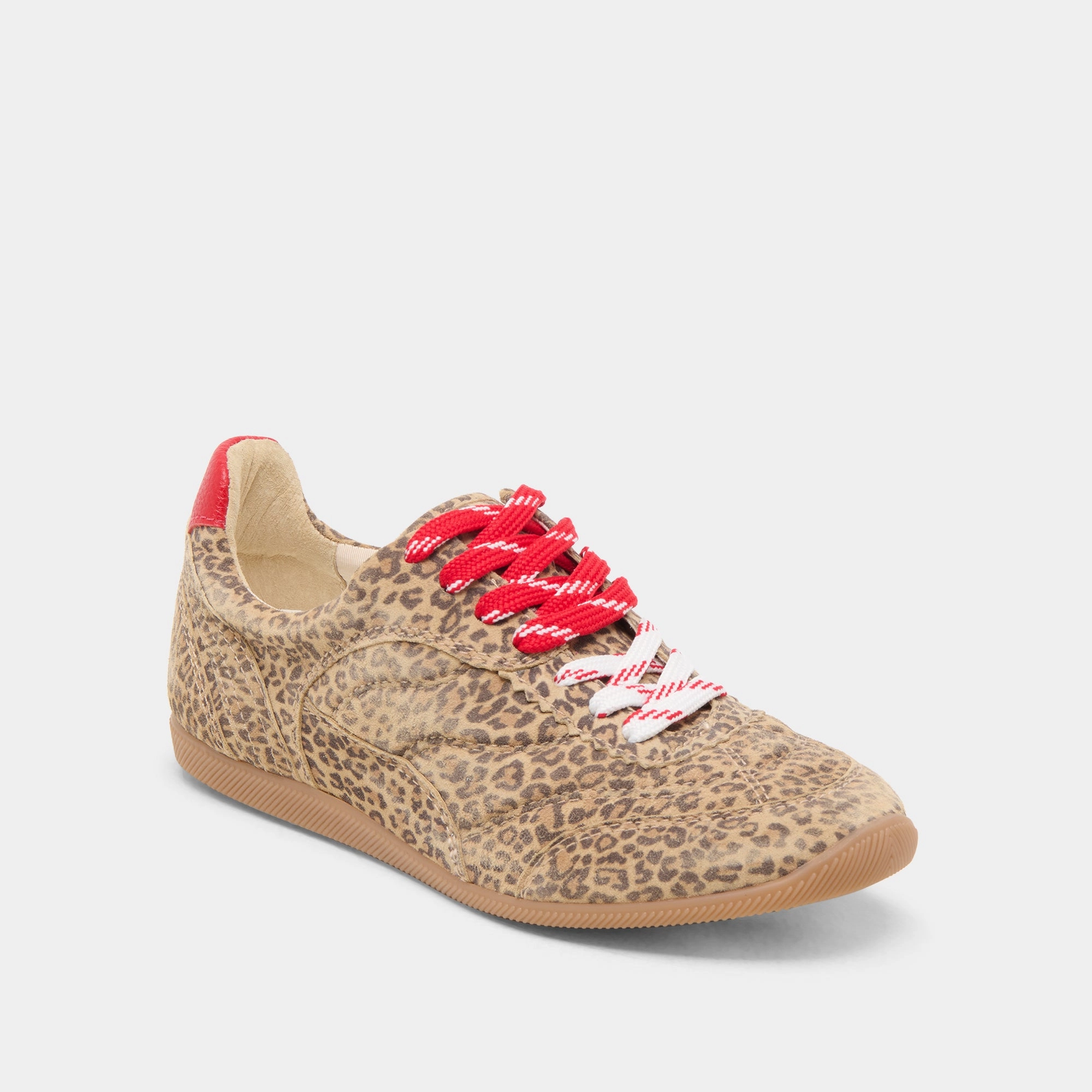 Exclusive traction Bold flair LAINI SNEAKERS TAN LEOPARD PRINTED SUEDE