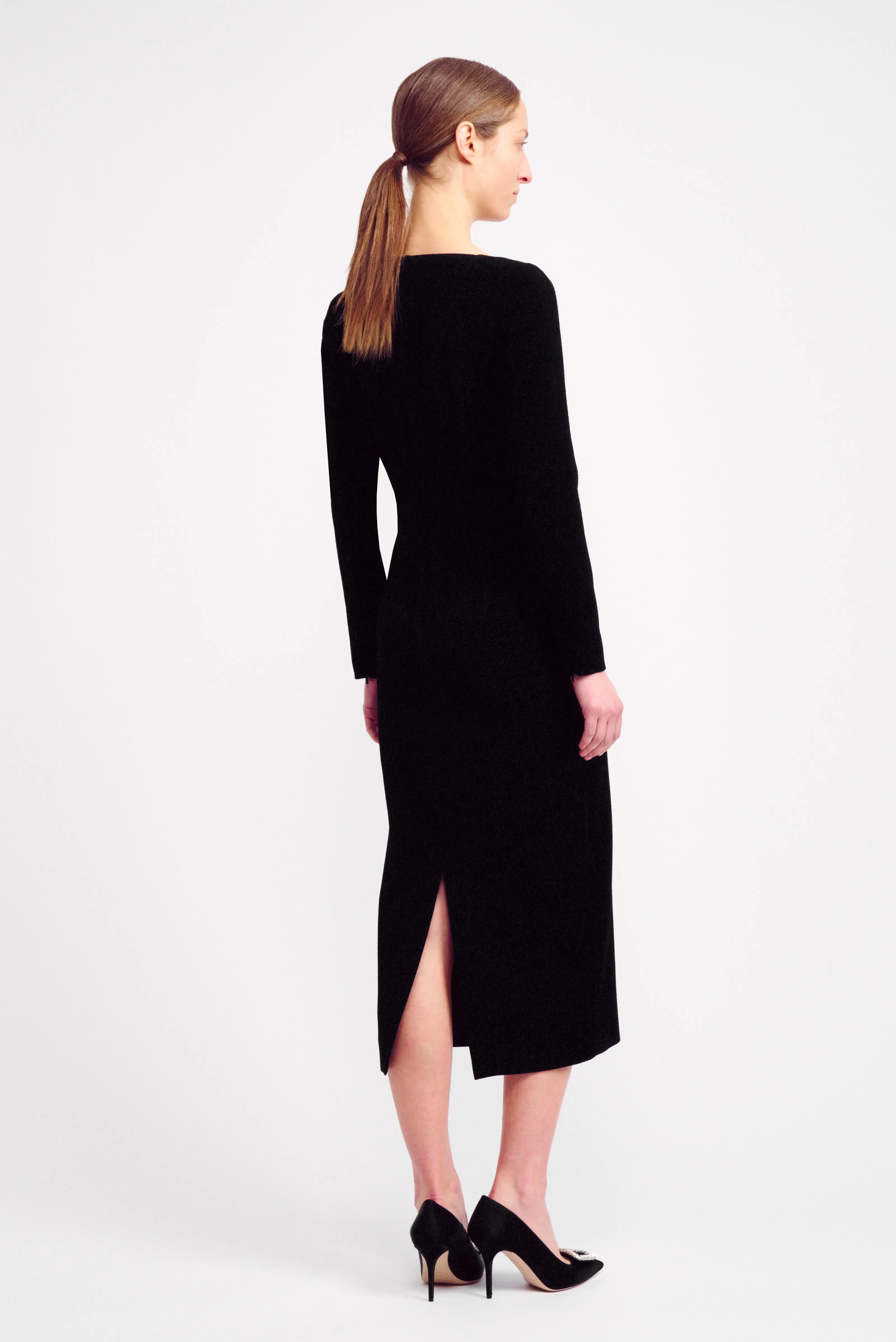 Erletta Dress in Black Double Crepe