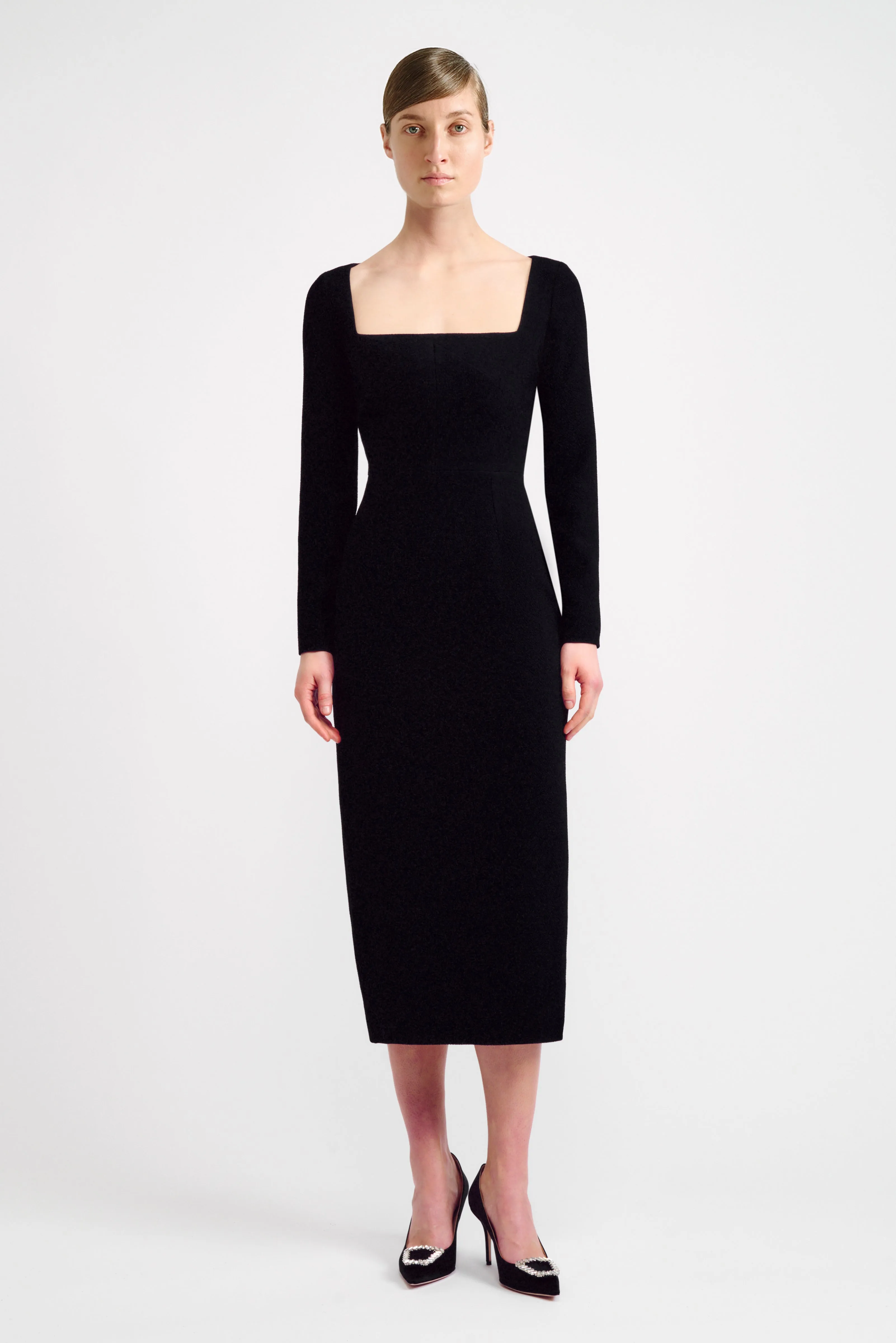 Erletta Dress in Black Double Crepe