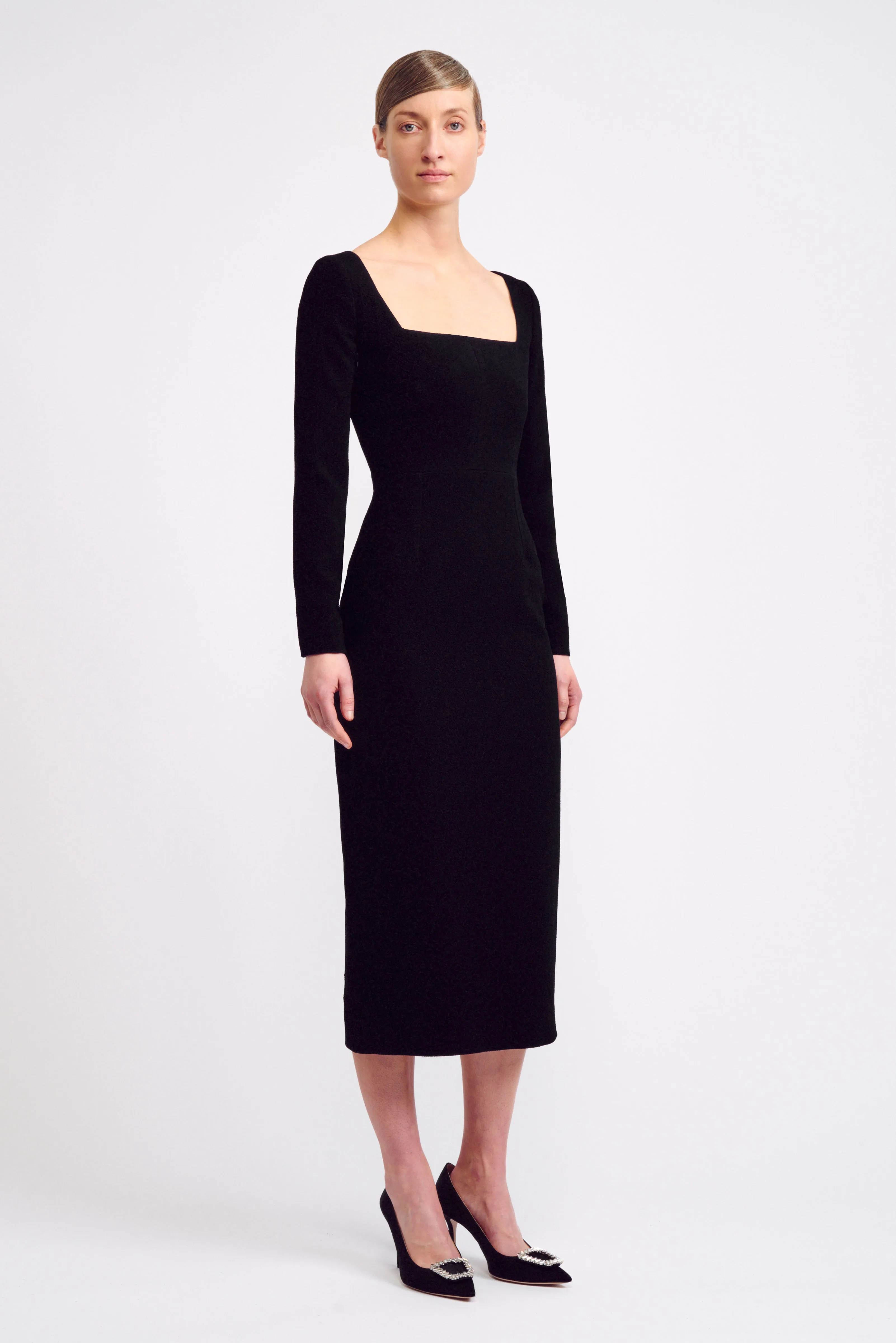 Erletta Dress in Black Double Crepe