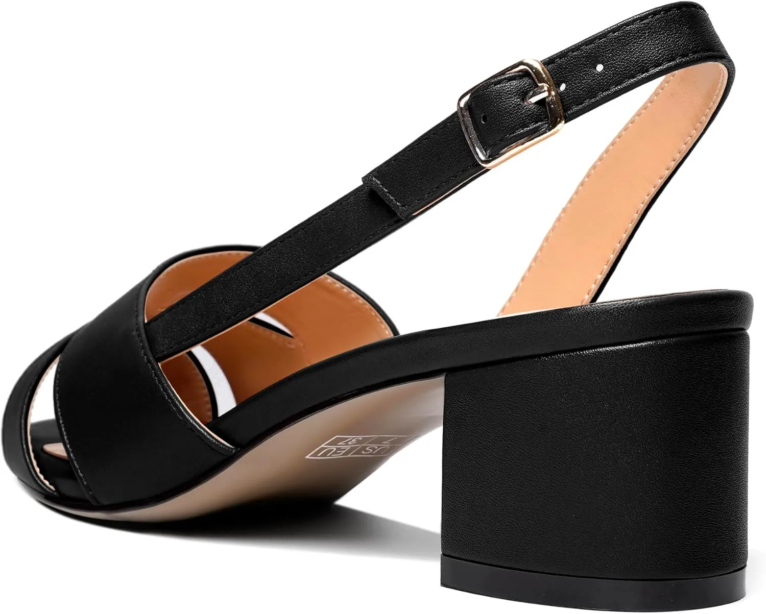Esvowido Women's Block Heel Sandals Peep Toe Low Heels Slingback Sandals Chunky Heels Ankle Strap Summer Shoes 2 Inch