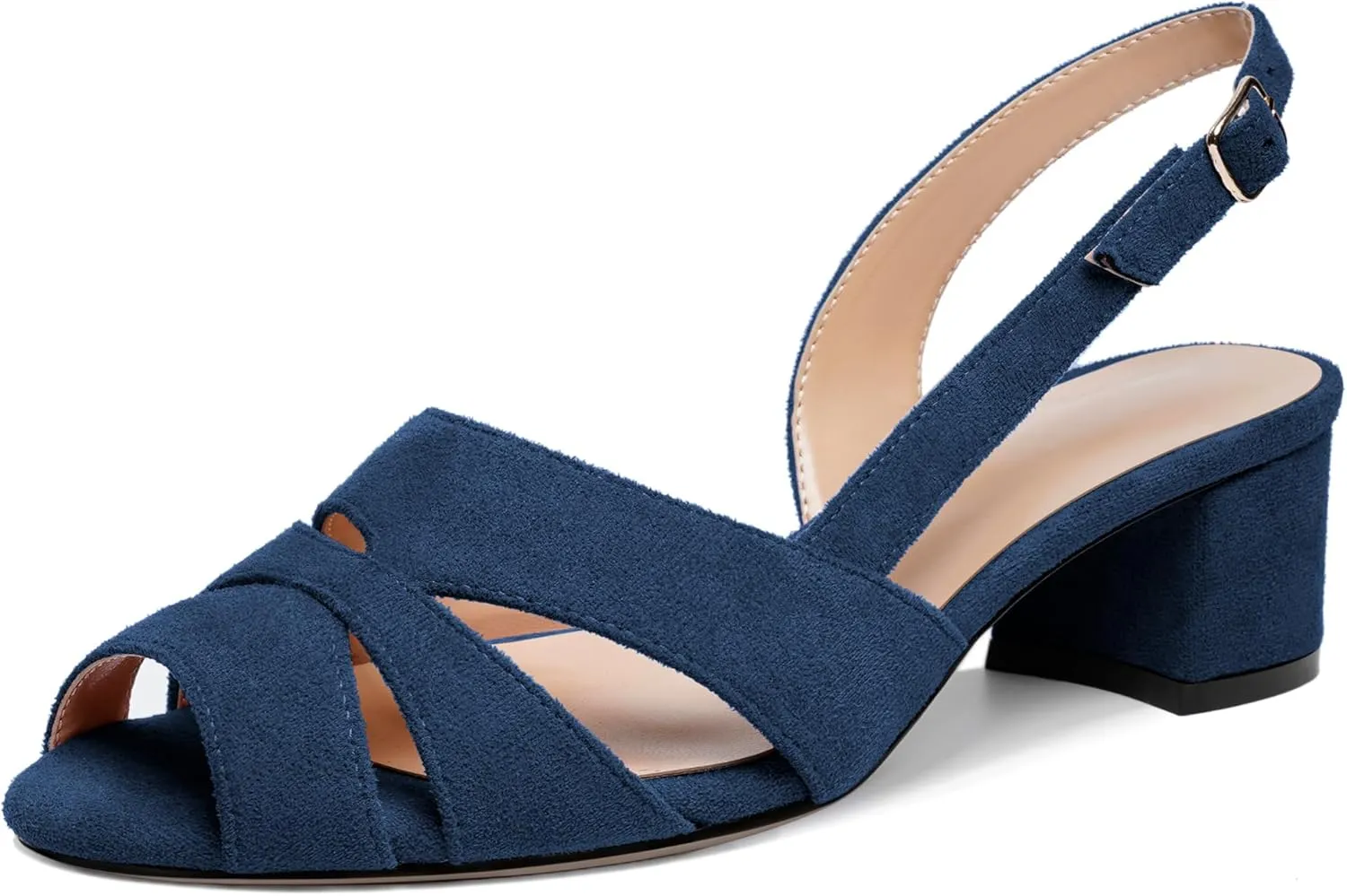 Esvowido Women's Block Heel Sandals Peep Toe Low Heels Slingback Sandals Chunky Heels Ankle Strap Summer Shoes 2 Inch