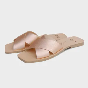 Eterna Leather Slides - Rose Gold