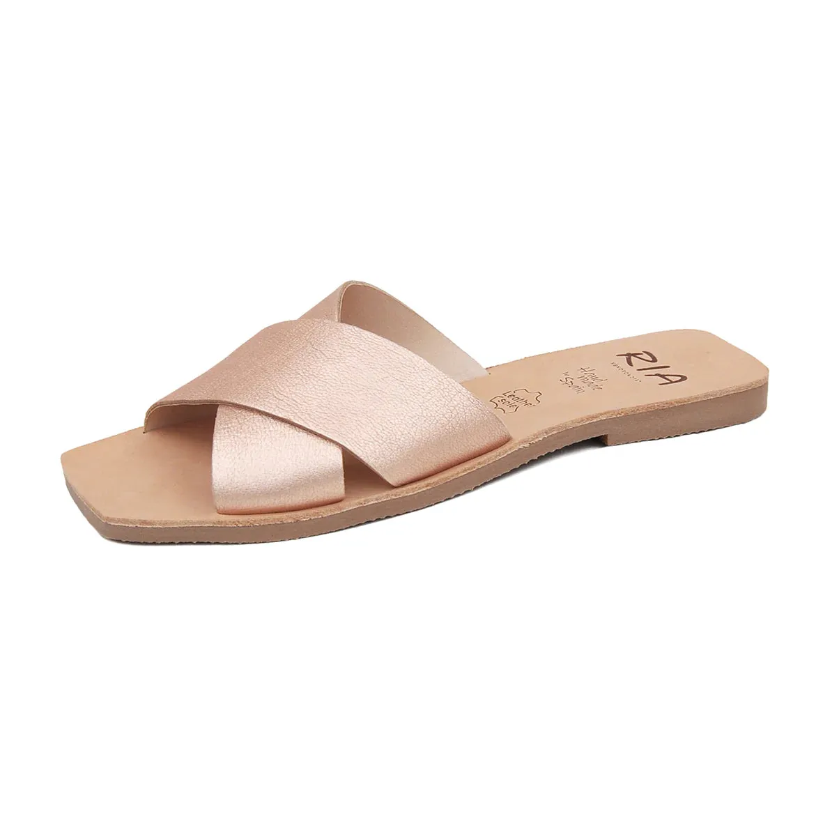 Eterna Leather Slides - Rose Gold