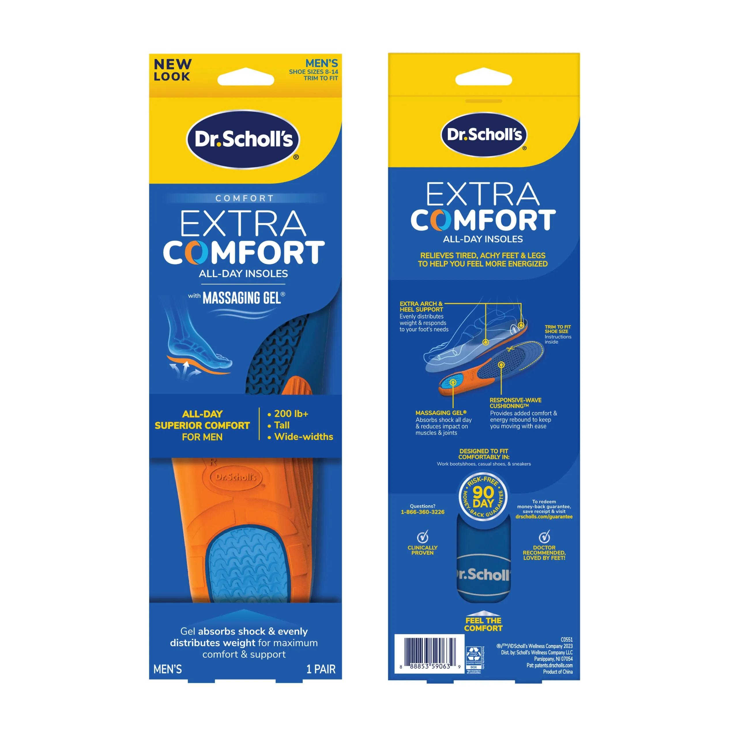 Extra Comfort All-Day Insoles with Massaging Gel® Men's