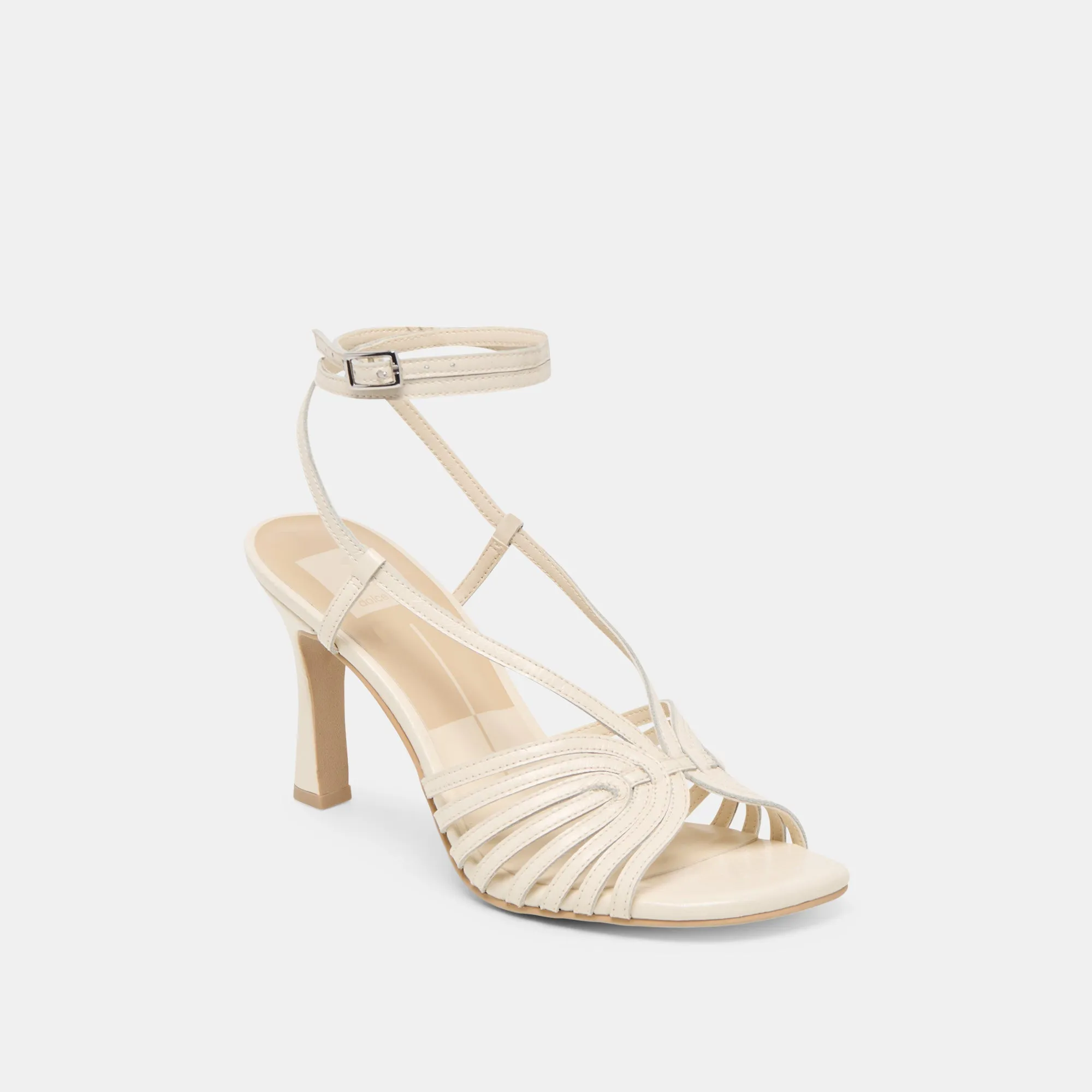 Birthday Bash Open Toe Design NIVANA HEELS OFF WHITE CRINKLE PATENT
