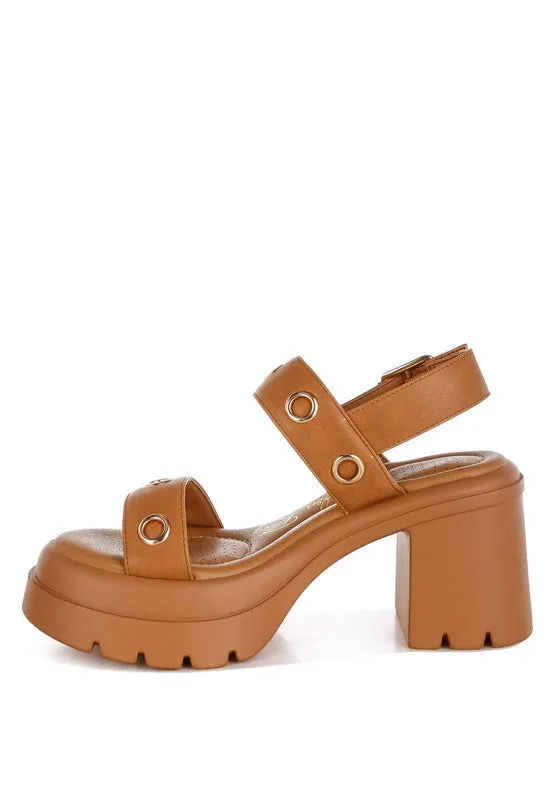 Eyelet Detail Platform Heel Sandals