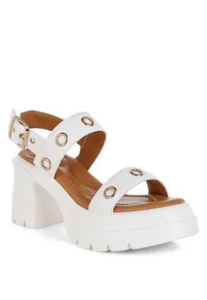 Eyelet Detail Platform Heel Sandals