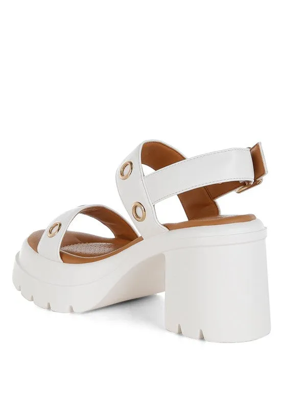 Eyelet Detail Platform Heel Sandals