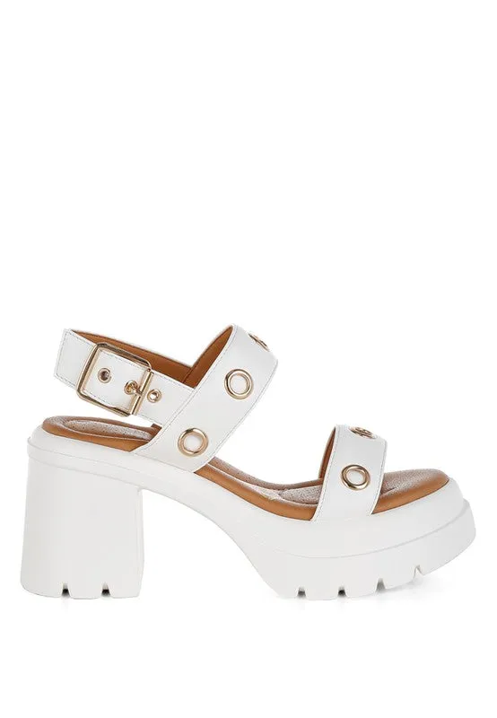 Eyelet Detail Platform Heel Sandals