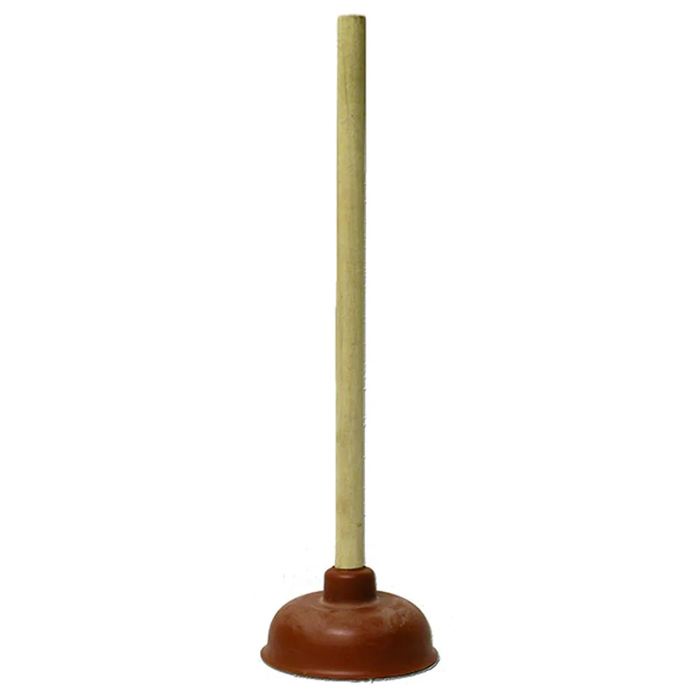 EZ CLEAN Plunger Red with Wooden Handle Cleaning Size 18 inch Packing 24/Box