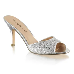 Fabulicious Lucy 01 Womens 3 1/4" Heel, Rhinestone Decorated Slip-On Mules