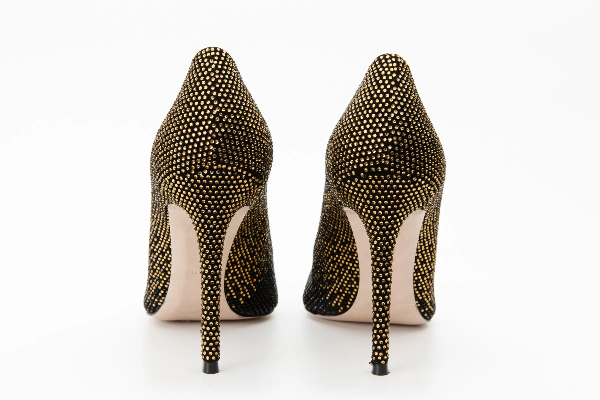 Refined Style The Bago Black & Gold Glitter Leather Pump Women Shoe