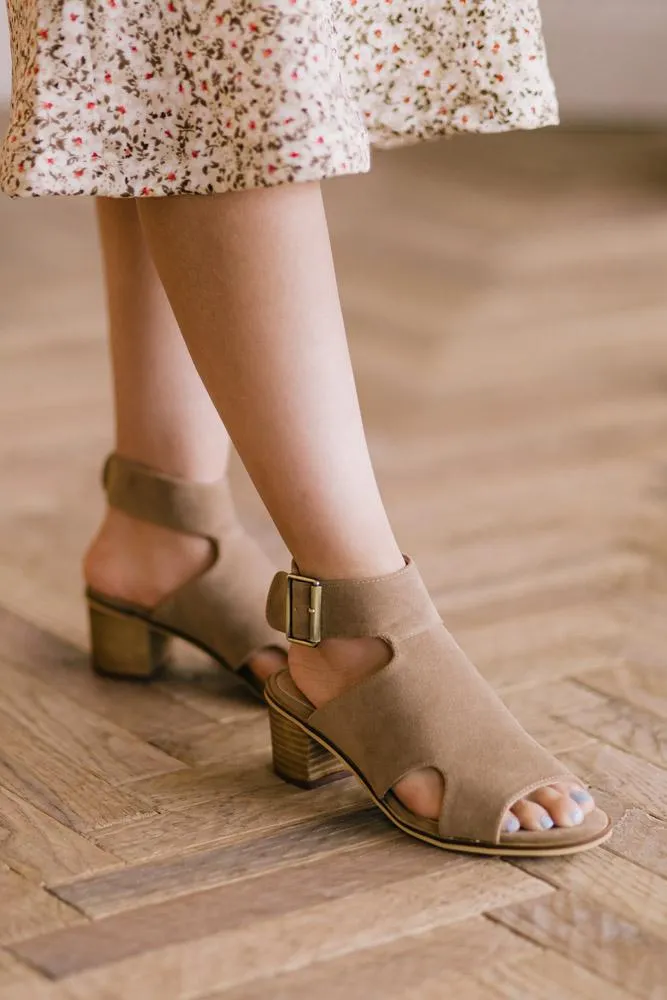Faelyn Cut Out Heels in Taupe