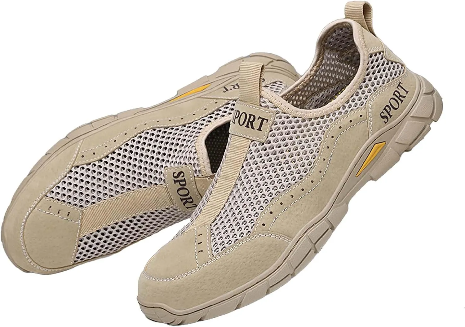 FAIRSOMA Men's Breathable Mesh Slip-On Sneakers,Lightweight Non Slip Loafers Soft Leathers Outdoor Flats Sneakers Walking Hiking Driving Casual Boat Travel Plimsolls Shoes