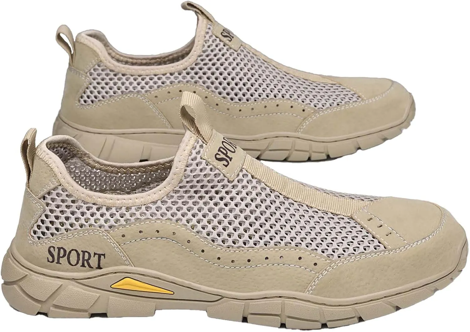 FAIRSOMA Men's Breathable Mesh Slip-On Sneakers,Lightweight Non Slip Loafers Soft Leathers Outdoor Flats Sneakers Walking Hiking Driving Casual Boat Travel Plimsolls Shoes
