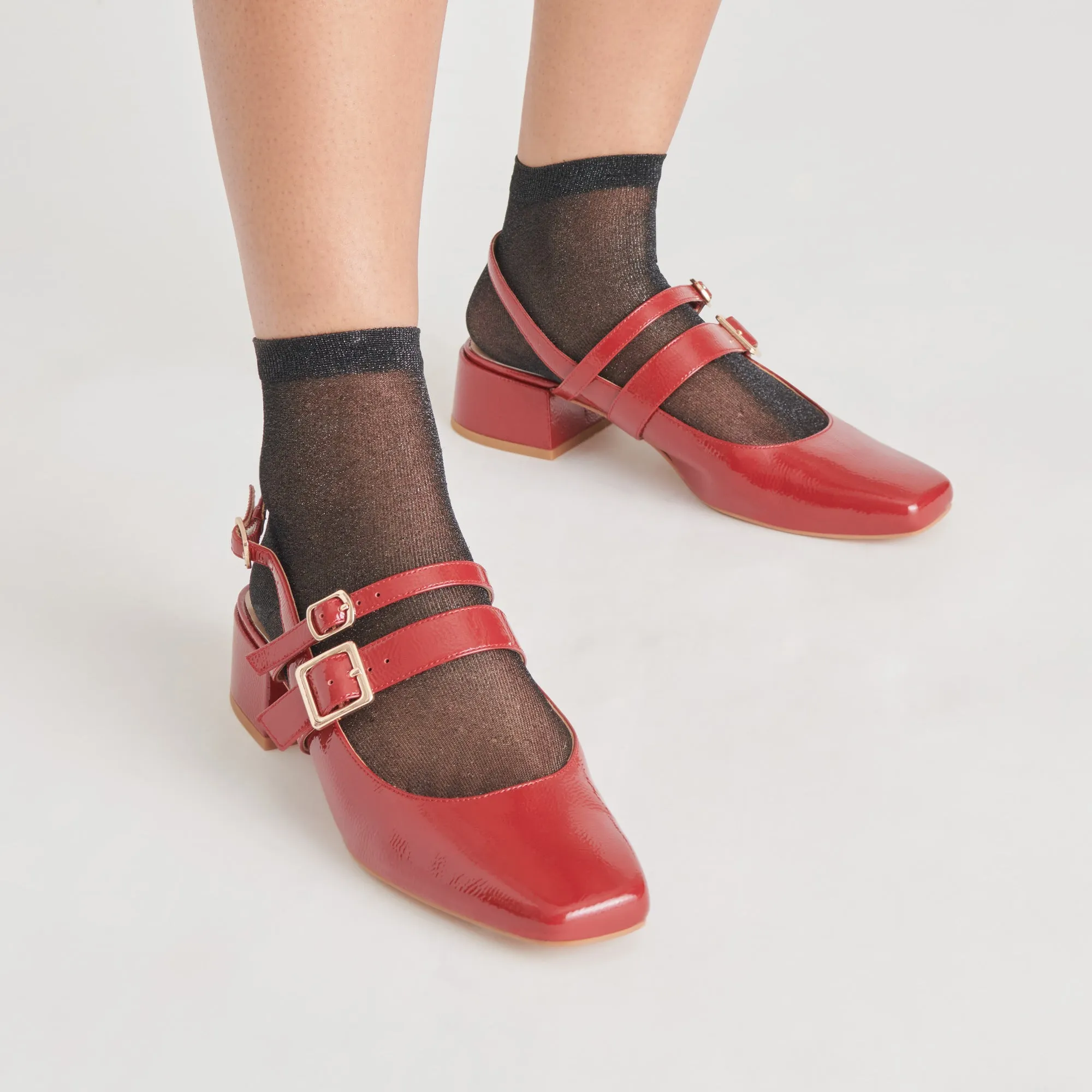 PATZY HEELS CRIMSON CRINKLE PATENT LEATHER Comfy Booties