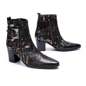 Fashion Genuine Leather Men Dress Boots Men Winter High Heel Ankle Boots Plus Size British Formal Party Shoes