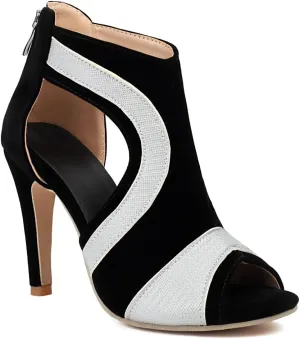 Fashion Peep Toe Stilettos Heeled Sandals For Womens Sexy Two Toned High Heels Pump Dressy Ankle Booties