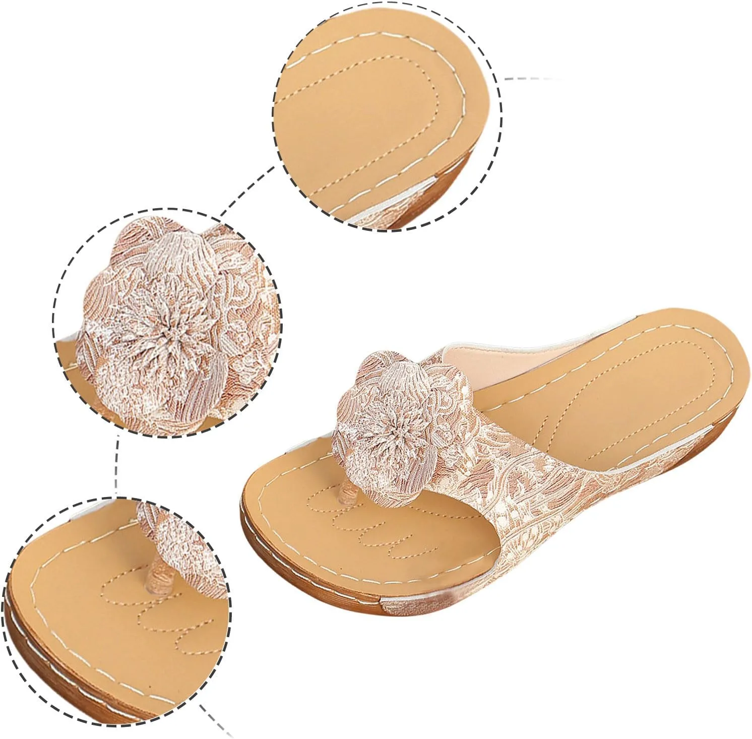 Fashion Thick Bottom Sandals for Women Slip On Wedge Sandal Comfortable Shoes Arch Support Casual Sandals